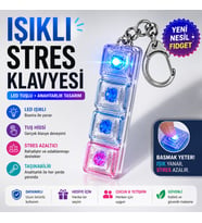 Işıklı Stres Klavyesi Anahtarlık LED Fidget Oyuncak – Basınca Yanan, Ritmik Işık Modlu Mini Klavye