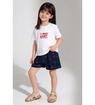 Kalp Nakışlı Şort Tshirt Takım Kırmızı