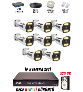 FURY 8 Kameralı Ip Güvenlik Kamerası Seti 4mp Gece Renkli Su Geçirmez 1506 320GB