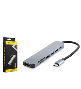Hadron HDX7835 Type-C - 3xUSB 3.0 + Type-C + HDMI 4K 30Hz + Kart Okuyucu 7in1 Dönüştürücü Adaptör - 