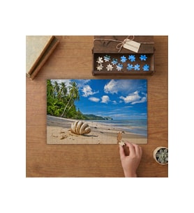 Deniz Kabuğu Palm Kumsal Tasarımı 240 parça Ahşap Puzzle Ahşap Kutuda MP00462