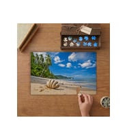 Deniz Kabuğu Palm Kumsal Tasarımı 240 parça Ahşap Puzzle Ahşap Kutuda MP00462