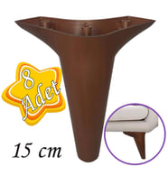 8 Adet Zelve 15 cm Ceviz Ahşap Desenli Lüx Mobilya Kanepe Sehpa Ünite Koltuk Ayağı Baza Ayak