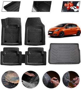 Peugeot 208 2012-2019 Uyumlu Paspas Araca Özel Bagaj Havuzu MBS Siyah