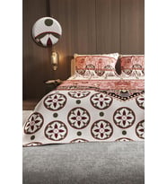 Çift Kişilik Jakar Dokuma Yatak Örtüsü Ethnic Motif - Somon, pike4375