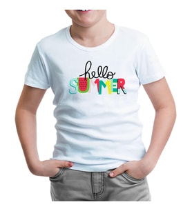 Hello Summer - Watermelon Beyaz Çocuk Tshirt
