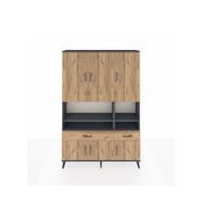 Arges Gardrop 8 Raflı 2 Çekmeceli 6 Kapaklı 132x30x195 Antrasit-Çam