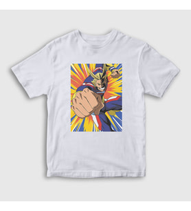 Presmono Unisex Çocuk Beyaz All Might V2 Anime Boku No Hero Academia T-Shirt 234152tt