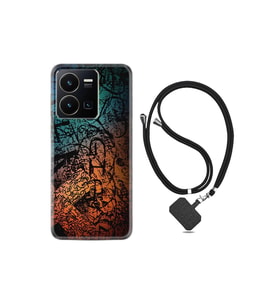 Vivo Y35 Kılıf Ipli Boyun Askılı Desenli Silikon Işaretler Tuval 1716
