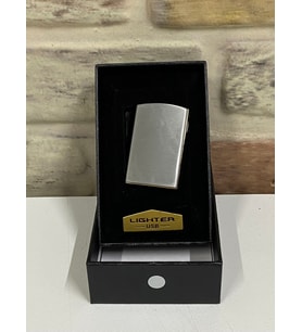 Lighter Marka Usb Şarjlı Elektrikli Gümüş Gri Kişiye Özel Çakmak