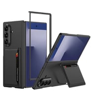 Galaxy Z Fold 7 Suni Deri Arka Yüzey Zore Kartlıklı Kıpta Silikon Kapak