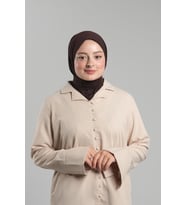 Kahve Pratik Hazır Geçmeli Tesettür Eşarp Sandy Arkadan Çıtçıtlı Piliseli Hijab 2406_14