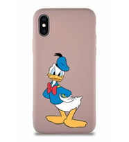 Apple iPhone XS Soft Premier Kapak Donald Duck-D Tasarımlı Silikon Kılıf - Pudra (Şeffaf)