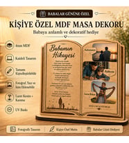 Kişiye Özel Babalar Günü MDF Masa Dekoru Fotoğraflı Ahşap Kitap Tasarım