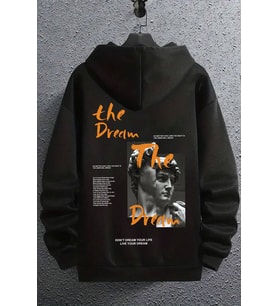 The Dream Baskılı Unisex Oversize Sweatshirt (Siyah)