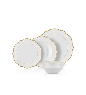 The Mia Jaswely Yemek Seti Beyaz 24 Parça DNR0017 (Gold)