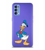 Oppo Reno 4 Soft Premier Kapak Donald Duck-C Tasarımlı Silikon Kılıf - Mor (Şeffaf)