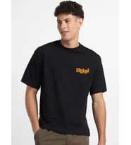 Erkek Tişört Baskılı Oversize Kısa kol T-shirt - Siyah