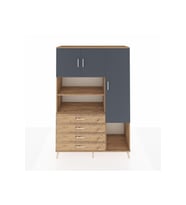 Hyperion Dolap 8 Raflı 4 Çekmeceli 3 Kapaklı 132x44x195 Çam-Antrasit/Çam