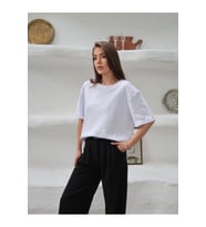 Kadın Mia İnterlok Kumaş Bisiklet Yaka Oversize T-Shirt