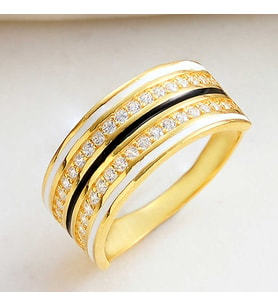 Gümüş Gold Zirkon Taşlı Kadın Yüzük