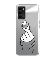 Oppo A16 Uyumlu Kalp Desenli Şeffaf Telefon Kılıfı