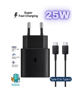 Samsung M40 M42 M44 Uyumlu 25 Watt Hızlı Şarj Cihazı Type-C Şarj Aleti Adaptör Kablo Set