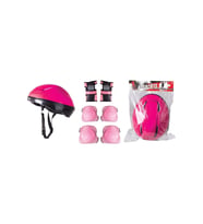 Furkan Toys Pembe Bisiklet Scooter Kask Dizlik Dirseklik Koruyucu Set (Standart)