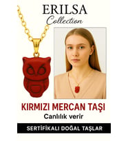 Sertifikalı Baykuş Model Kırmızı Mercan Kolye – Bilgelik, Enerji ve Cesaret Taşı (Çok Renkli)