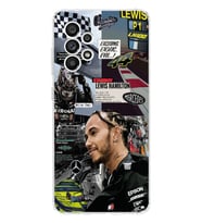 Samsung Galaxy A72 Uyumlu Lewis Hamilton Kolaj Tasarımlı Şeffaf Telefon Kılıfı