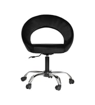 Krom Metal Ayaklı Ofis Çocuk Odası Çalışma Sandalyesi (AYARLANILABİLİR) RATON (Siyah)