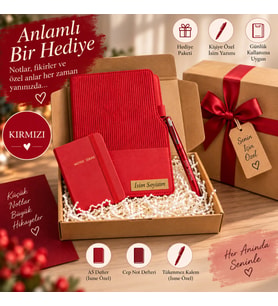 Kişiye Özel Tasarım Hediye Seti - Tarihsiz Ajanda Not Defteri ve İsimli Tükenmez Kalem - Momento - Sevgiliye, Aileye, Doğum Günü, Yıl Dönümü, Anneler Günü & Babalar Günü Hediyesi