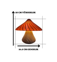 Mantar Abajur / Siyah Gövde🍄9 RENK (Sarı)