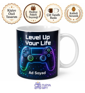 İsimli Gamepad Desenli Baskılı Kupa Bardak Oyuncu Hediye Gamer Mug