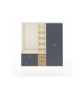 Hyperion Dolap 13 Raflı 3 Çekmeceli 4 Kapaklı 220x44x243 Aytaşı-Antrasit/Çam