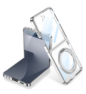 Galaxy Z Flip 7 M-safe Şarj Özellikli Kıpta KPT-02 Standlı Kapak (Gümüş)
