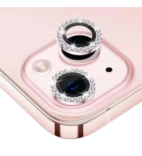 BİNANO IPHONE 14/14 PLUS TAŞLI PEMBE KAMERA KORUYU
