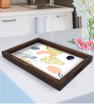 BK Gift Modern Art Tasarımlı Doğal Ahşap Tepsi-4