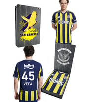 Fenerbahçe Orijinal Lisanslı Kişiye Özel 2025/26 Çubuklu Yeni Sezon Forma Hediyelik Ah (Sarı-Lacivert)