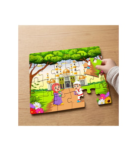 Cami Bahçesinde Mutlu Çocuklar Tasarımlı 24 Parça Ahşap Çocuk Puzzle MPK1124