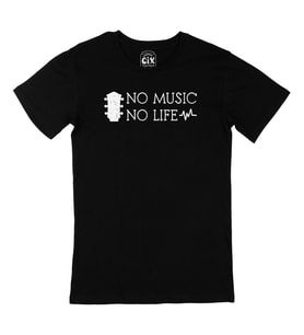 No Music No Life Siyah Tişört
