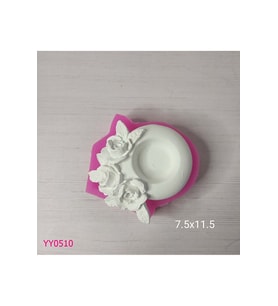 YY0510 Gül Motifli Tealight Mumluk Silikon Kalıp