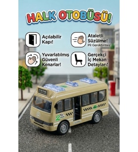 Oyuncak Otobüs Kapıları Açılabilen Sürtmeli Pilsiz Güvenli Minibüs Araba