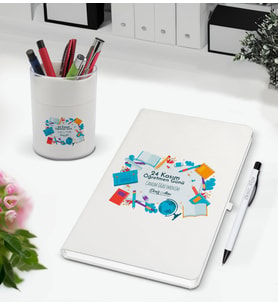BK Gift Kişiye Özel İsimli Öğretmenler Günü Tasarımlı Defter Kalem ve Kalemlik Hediye Seti, Öğretmene Hediye, Öğretmenler Günü - 2