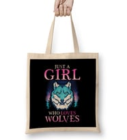Just A Girl Who Loves Wolves Confident Lone Wolf Bez Çanta Uzun Saplı