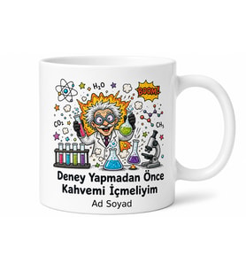 Test Tüpleri Çizimli Çılgın Kimyager Esprili Deney Temalı Kupa Bardak Hediye