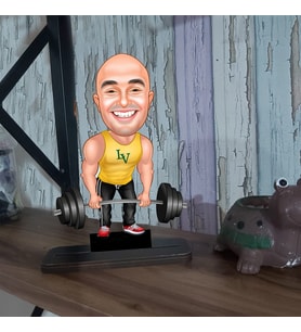 Kişiye Özel Body Sporcu Karikatür Ahşap Biblo