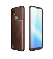 Newface Realme C21 Kılıf Auto Focus Karbon Kapak - Kahverengi
