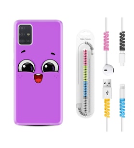 Samsung a71 A72 A73 A7 A9 2018 C7 C9 Kılıf Kablo Koruma Spiral Silikon Purple Sweety 1717