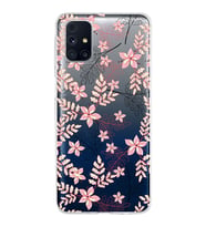 Samsung Galaxy M31s Kapak Floral Kırmızı Tasarımlı Şeffaf Silikon Kılıf